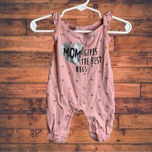 5 for $25🔥Carter's Pink "Mom Gives The Best‎ Hugs" Jumpsuit Girls Size Newborn